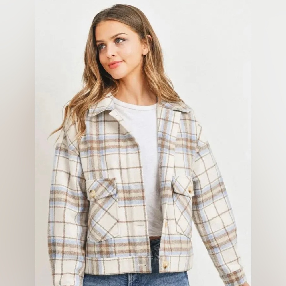 Paper Crane Plaid Cream Jacket
